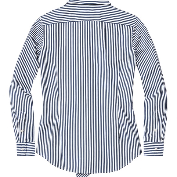 Ralph Lauren Sport Blue White Stripe Tie Front Blouse Button Down Top Sz 4 - Picture 5 of 12